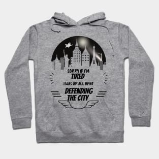 Up All Night Defending the City Superhero Purple Hoodie